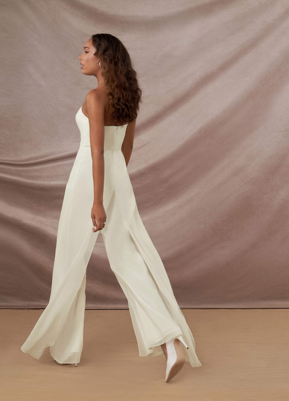 elyessen  Diamond White Pant Styles Strapless Chiffon Dress