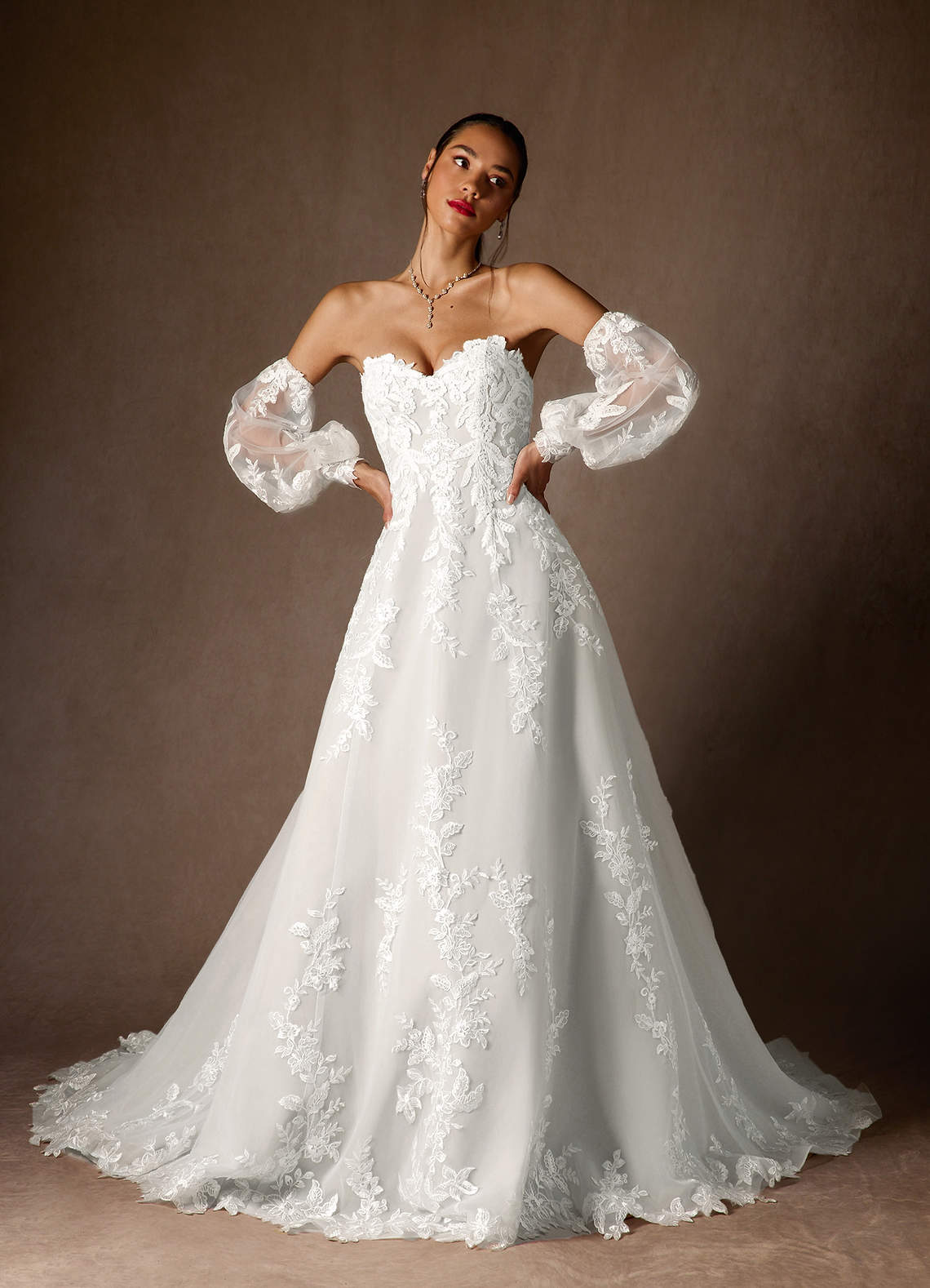 elyessen Madeleine Diamond White Ball-Gown Strapless Lace Dress