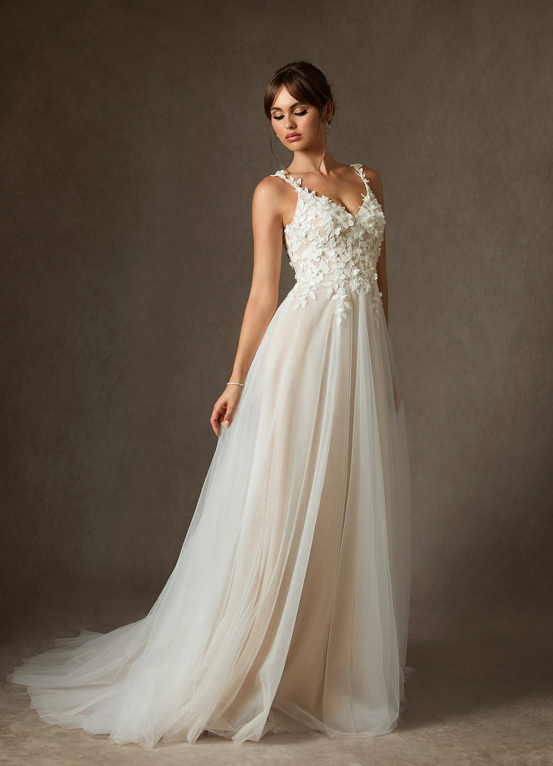 elyessen Shayna Diamond White Ball-Gown Lace Dress