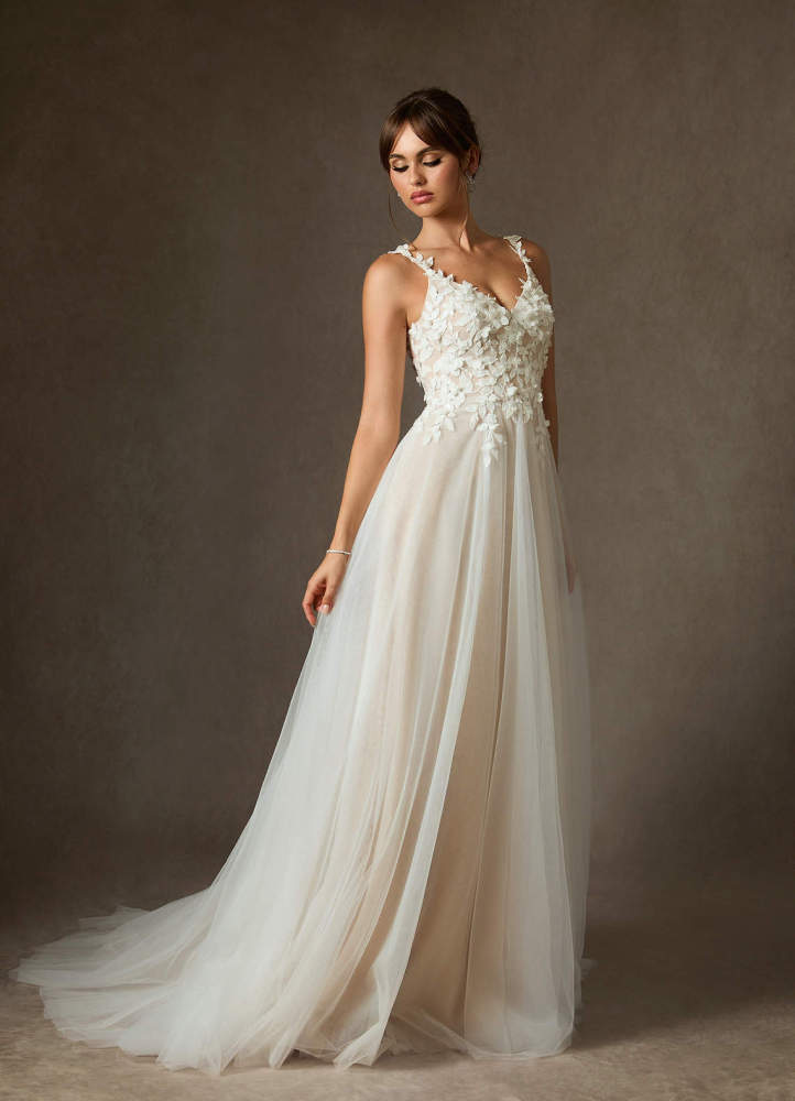 elyessen Shayna Diamond White Ball-Gown Lace Dress