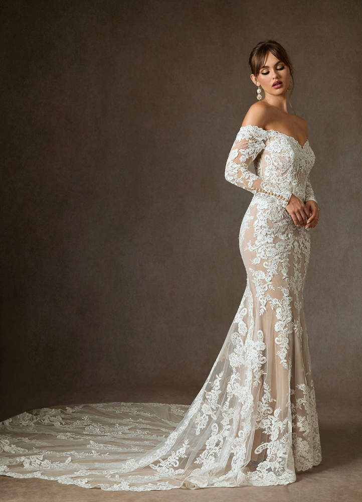 elyessen  Diamond White Mermaid Sequins Tulle Dress