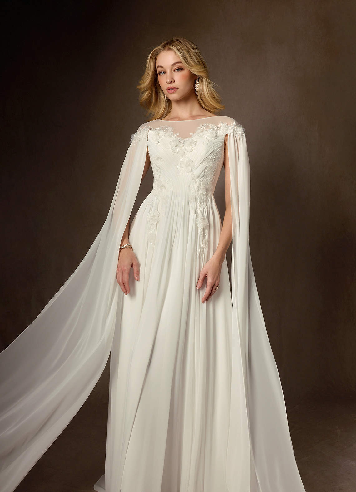 elyessen Diamond White A-Line Scoop Chiffon Dress