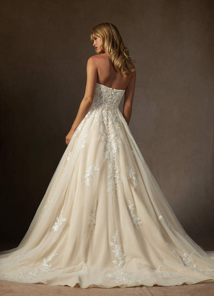 elyessen  Diamond White Ball-Gown Strapless Lace Dress