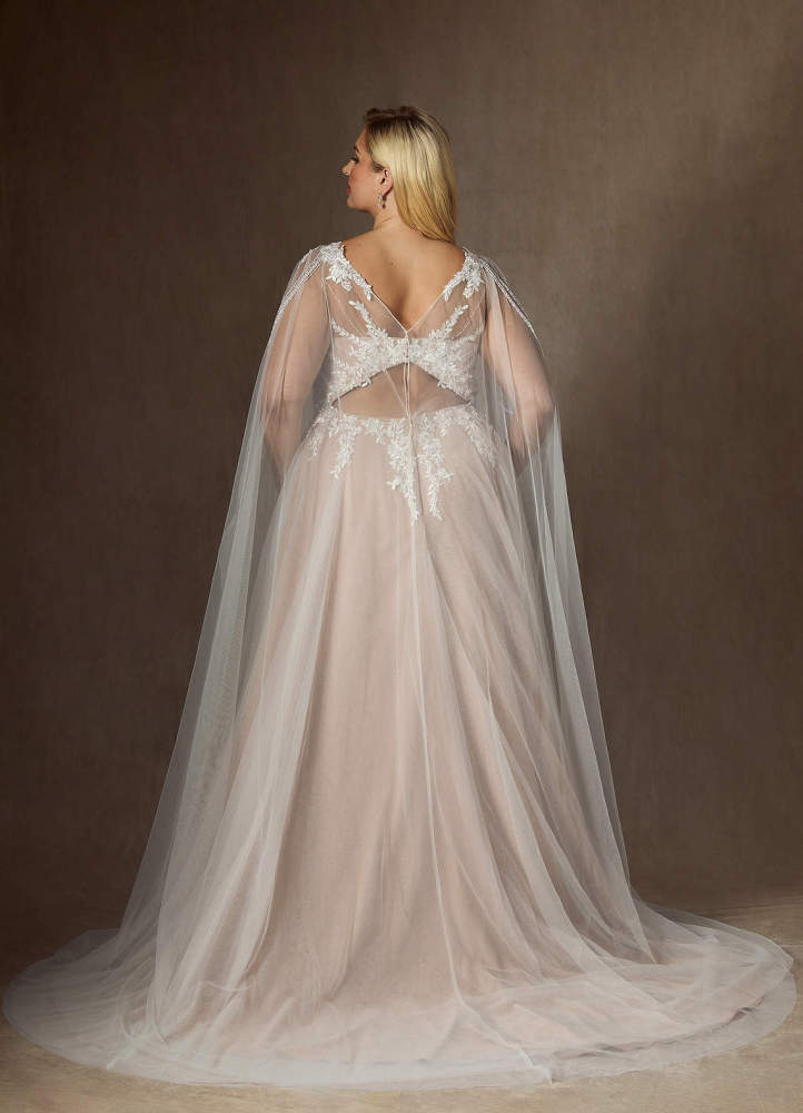 elyessen Goddess Two-Piece Diamond White A-Line V-Neck Sequins Tulle Dress