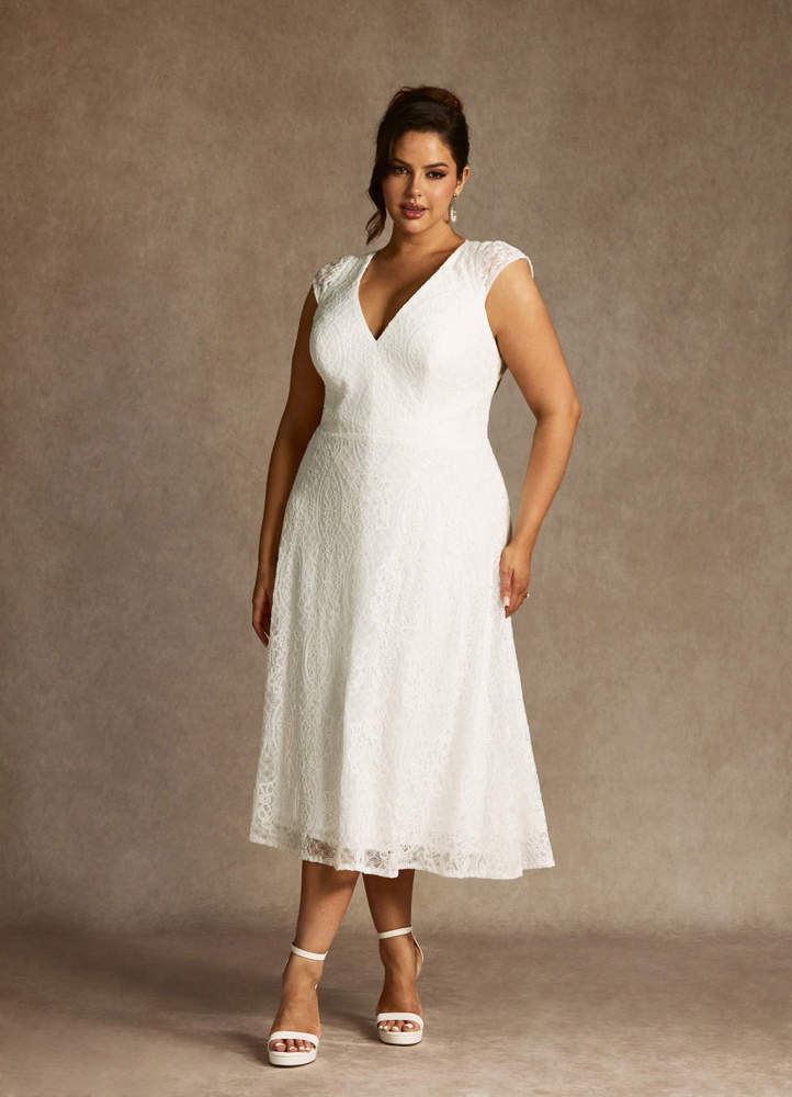 elyessen Lilly Diamond White A-Line Lace Dress