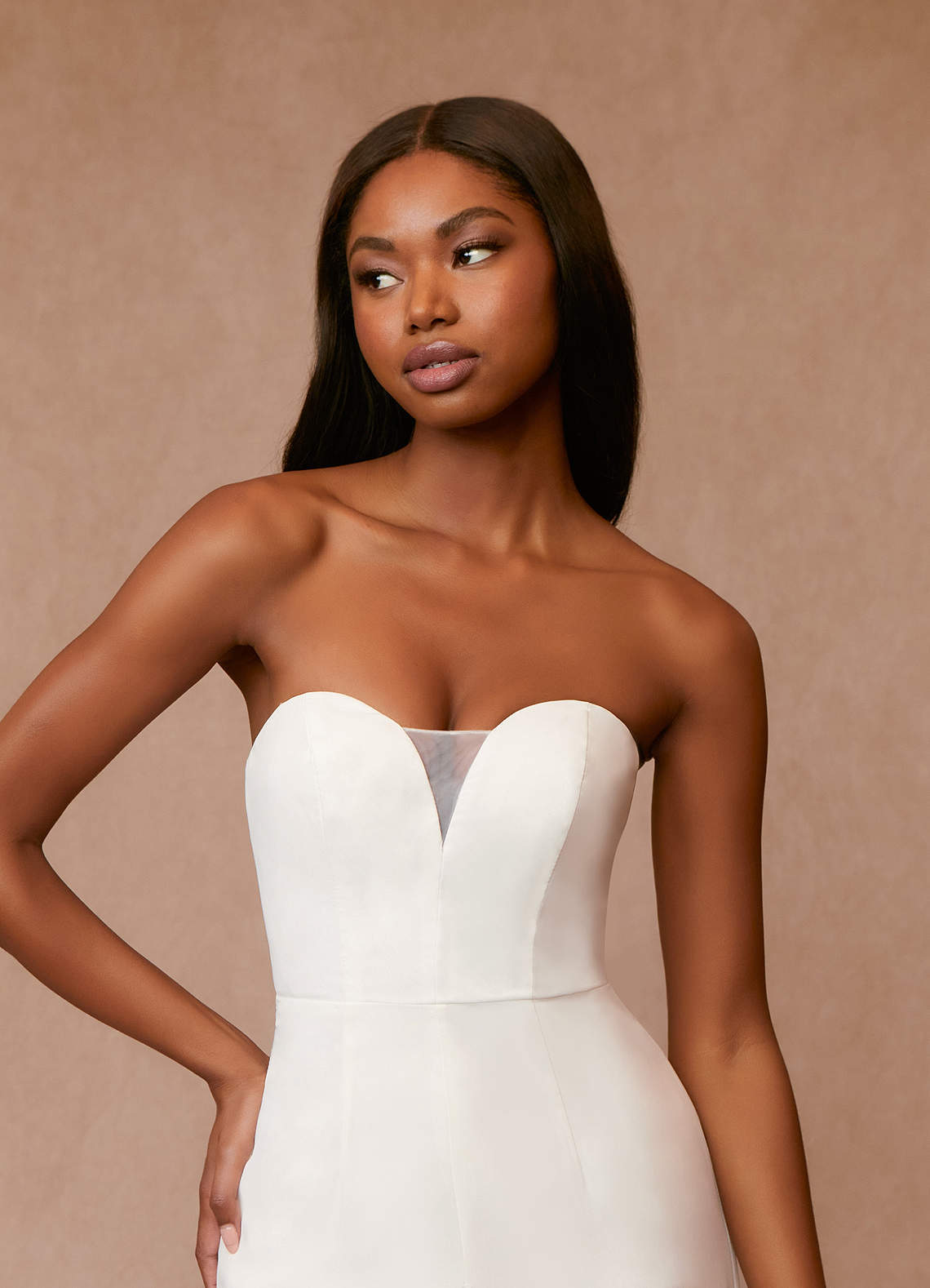 elyessen Tamara Diamond White Pant Styles Strapless Chiffon Dress