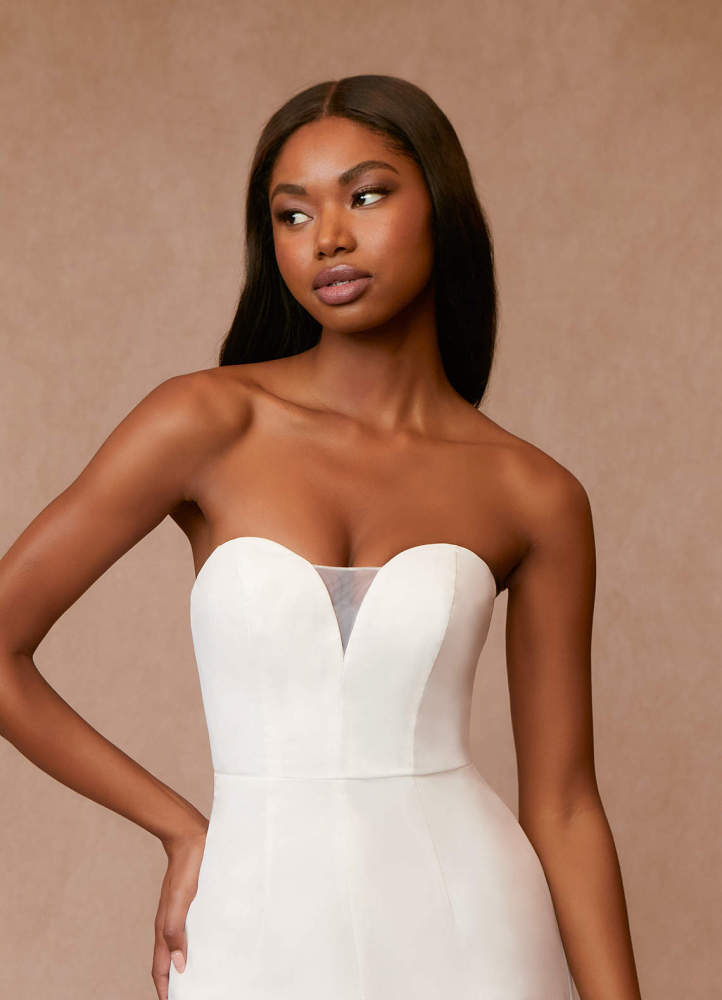 elyessen Tamara Diamond White Pant Styles Strapless Chiffon Dress