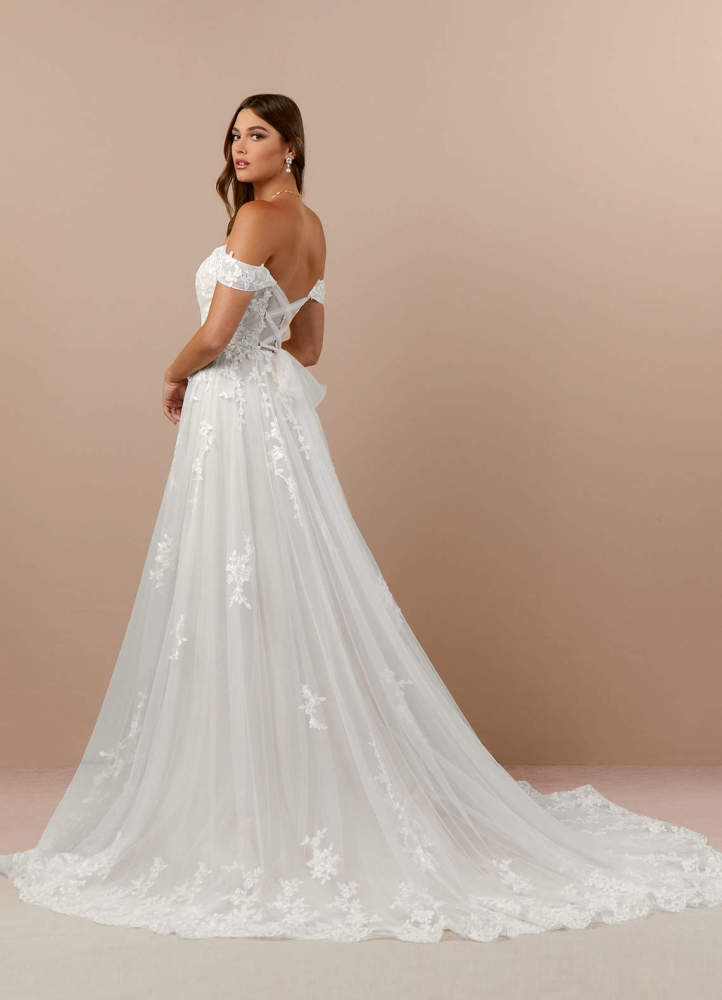 elyessen Botanica Diamond White A-Line Off the Shoulder Tulle Dress