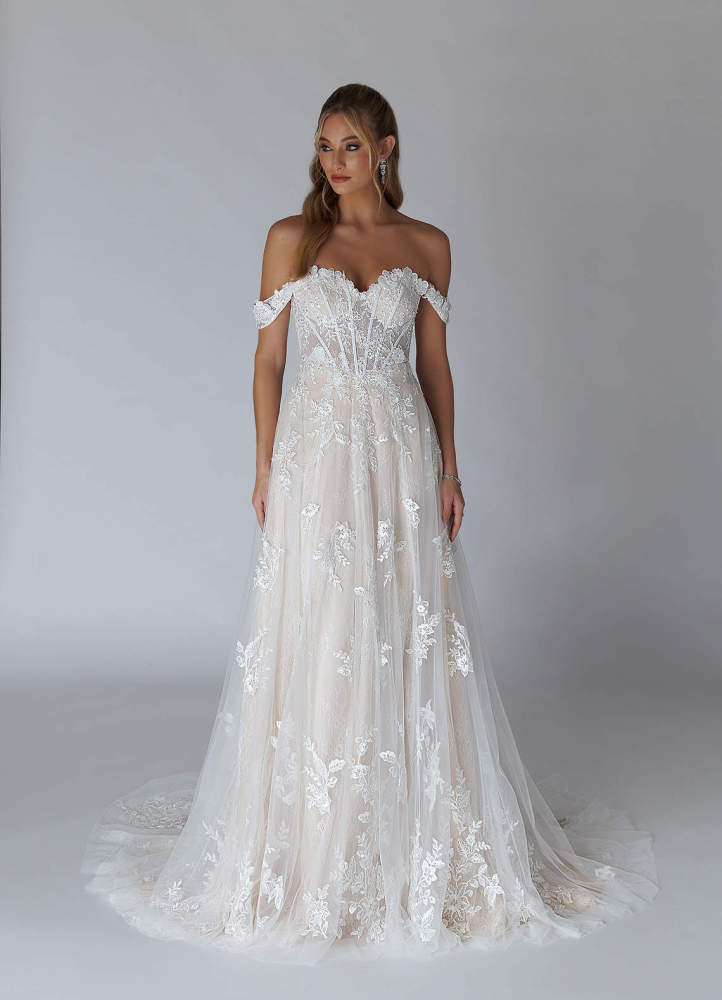 elyessen Florentina Diamond White A-Line Sweetheart Sequins Tulle Dress