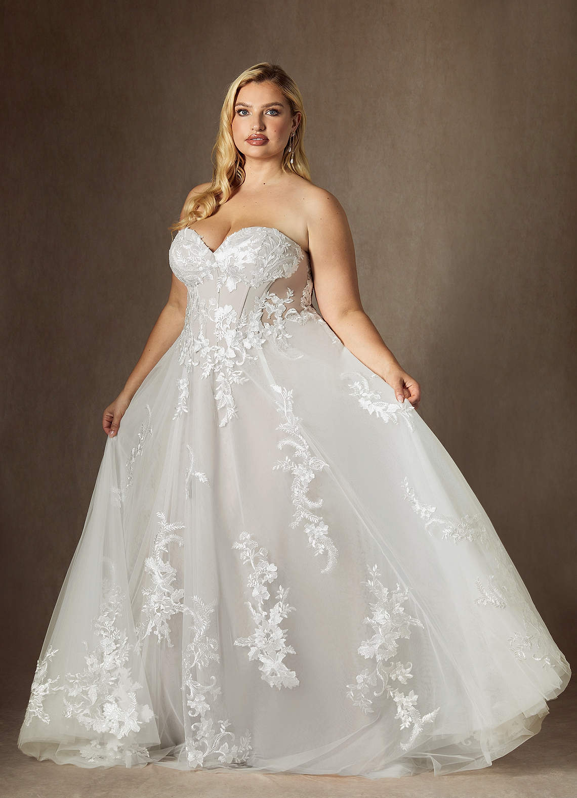 elyessen Aurorie Diamond White A-Line Sequins Tulle Dress
