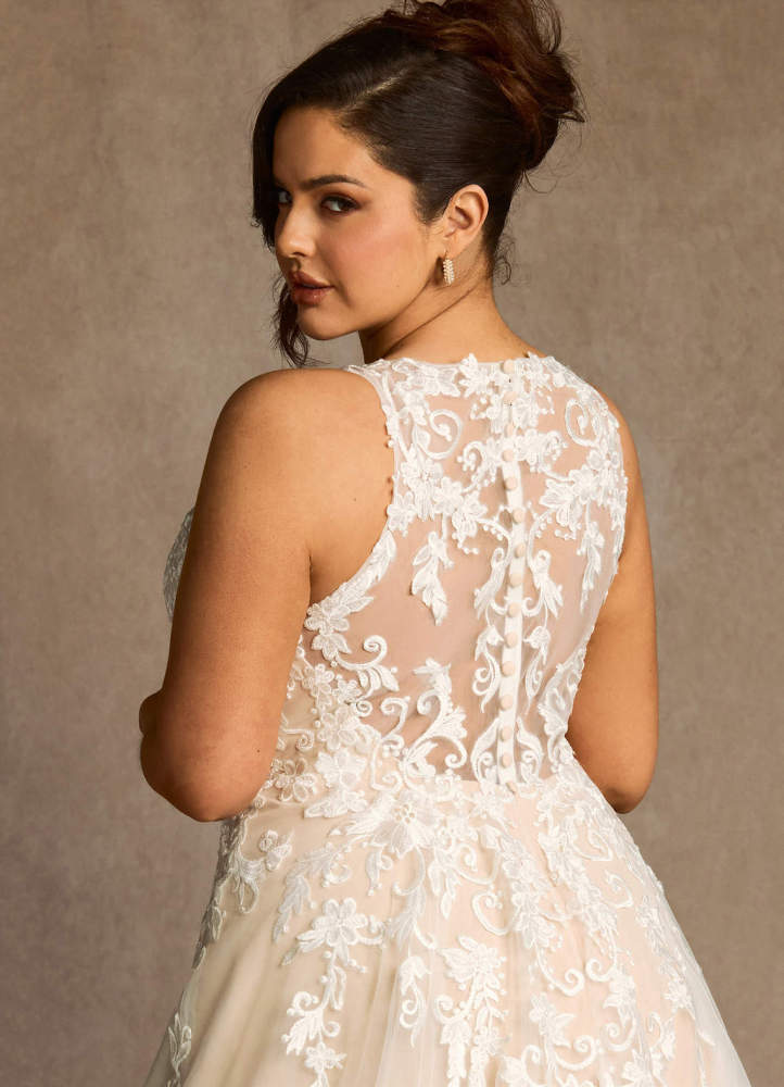 elyessen Diamond White A-Line Sweetheart Lace Tulle Dress