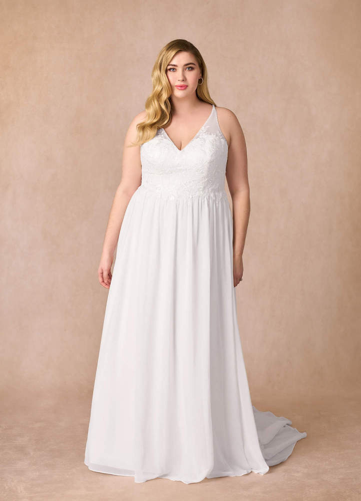 elyessen Carmella Diamond White A-Line Sequins Chiffon Dress