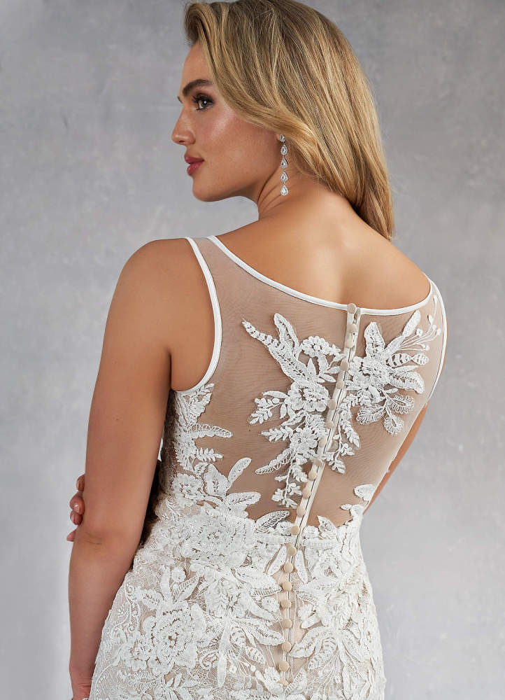 elyessen Konstantin Diamond White Champagne Mermaid Sequins Tulle Dress