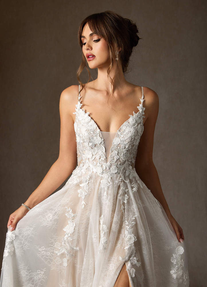 elyessen  Diamond White A-Line Lace Tulle Dress