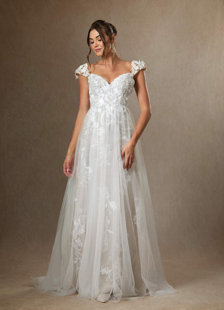 elyessen Moonstone Diamond White A-Line Sweetheart Sequins Tulle Dress