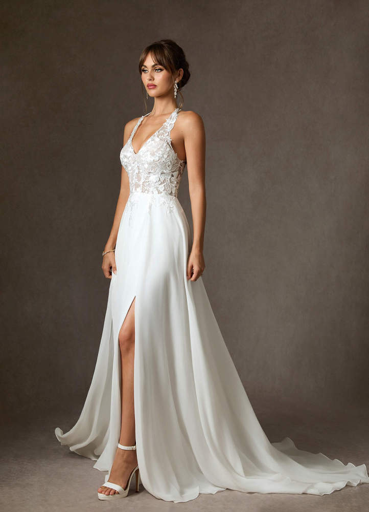 elyessen  Diamond White A-Line Lace Dress