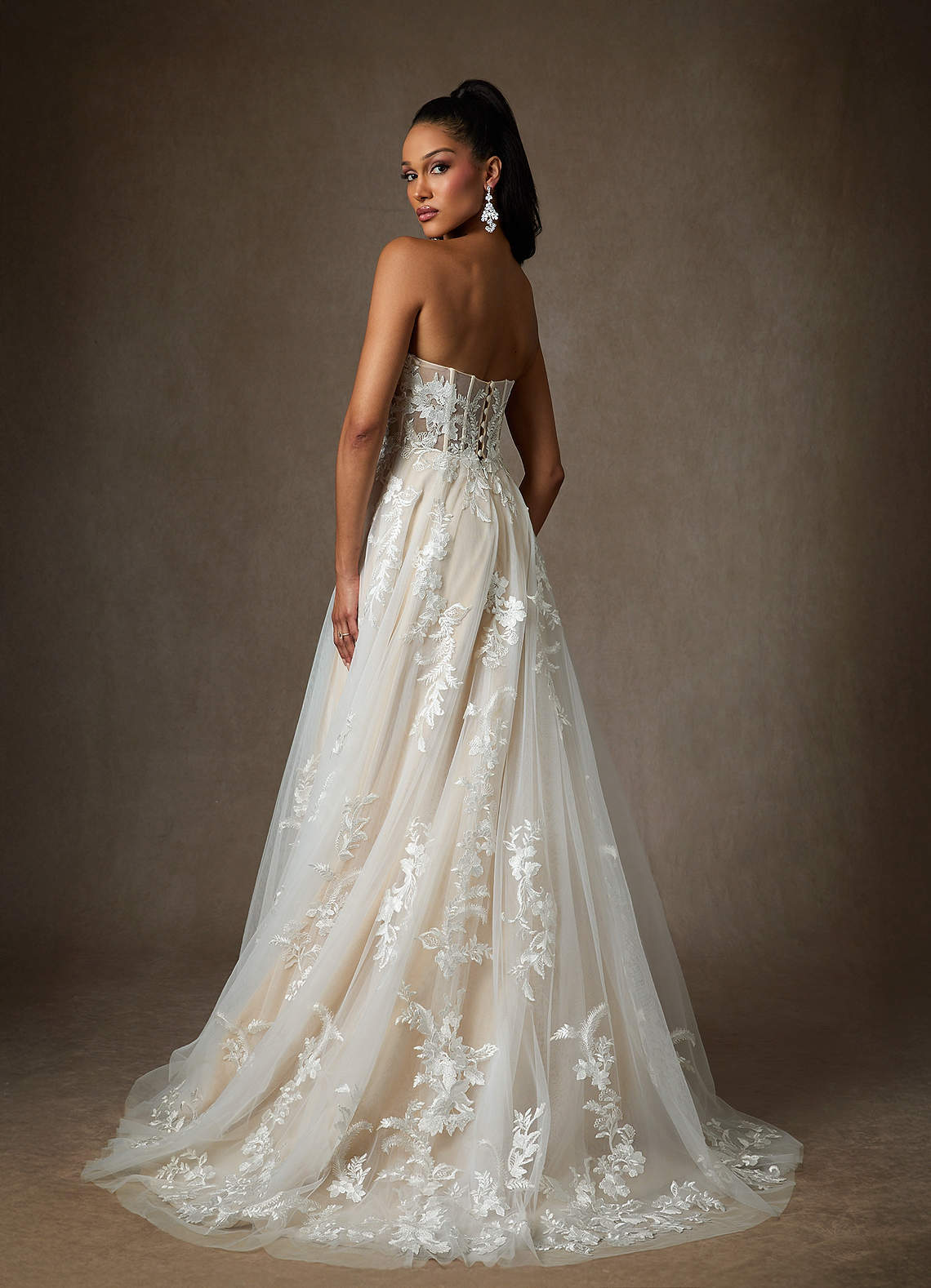 elyessen  Diamond White A-Line Sequins Tulle Dress