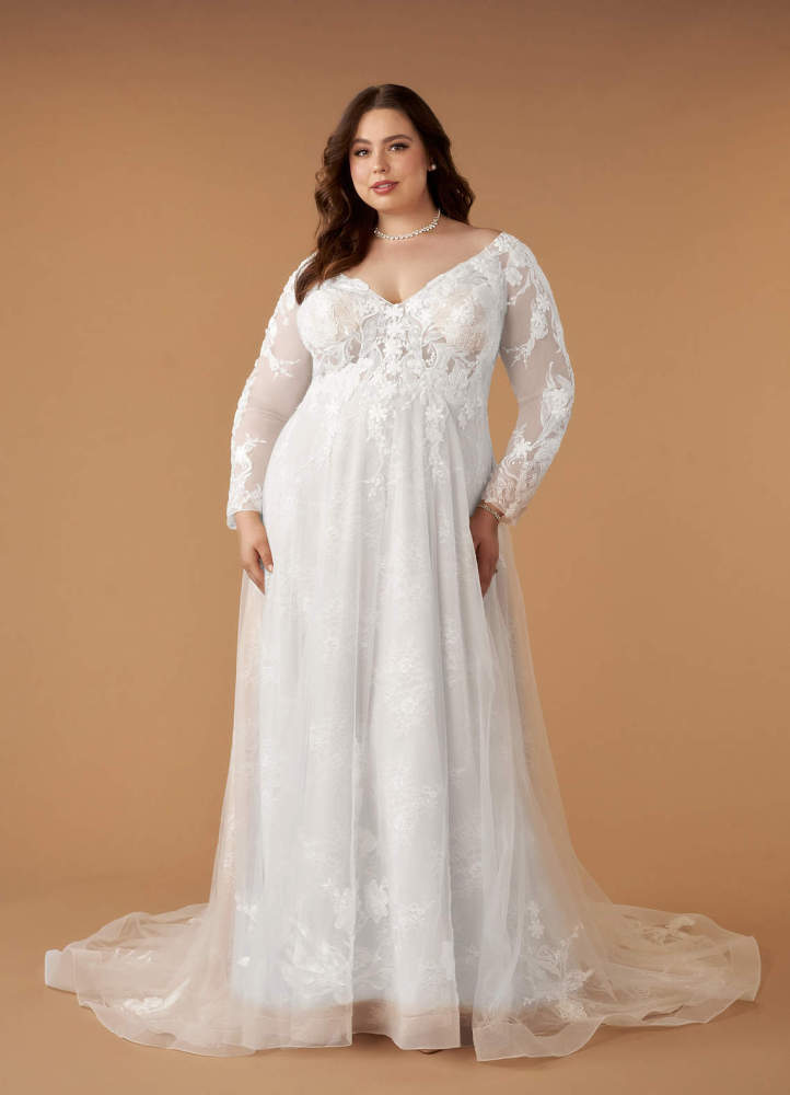 elyessen Leila Diamond White Champagne A-Line V-Neck Sequins Tulle Dress