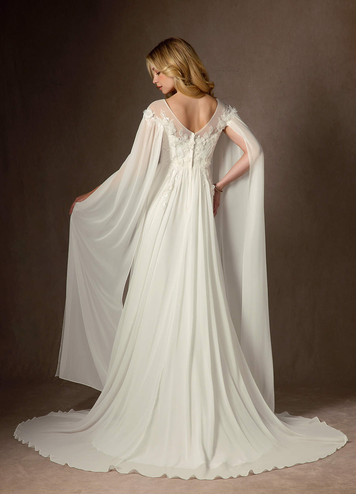 elyessen Diamond White A-Line Scoop Chiffon Dress
