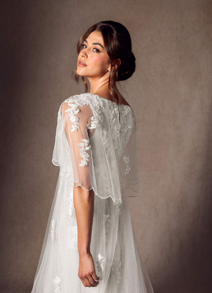 elyessen Renesmee Diamond White A-Line Sequins Tulle Dress