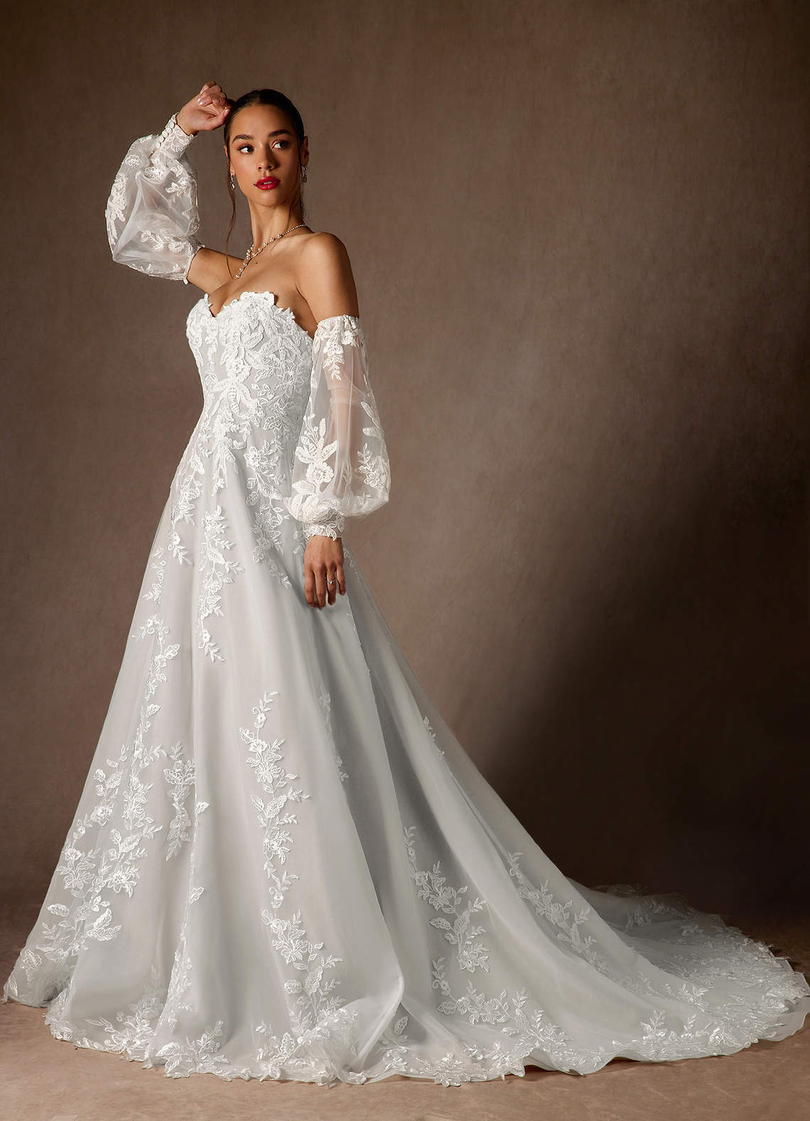 elyessen Madeleine Diamond White Ball-Gown Strapless Lace Dress