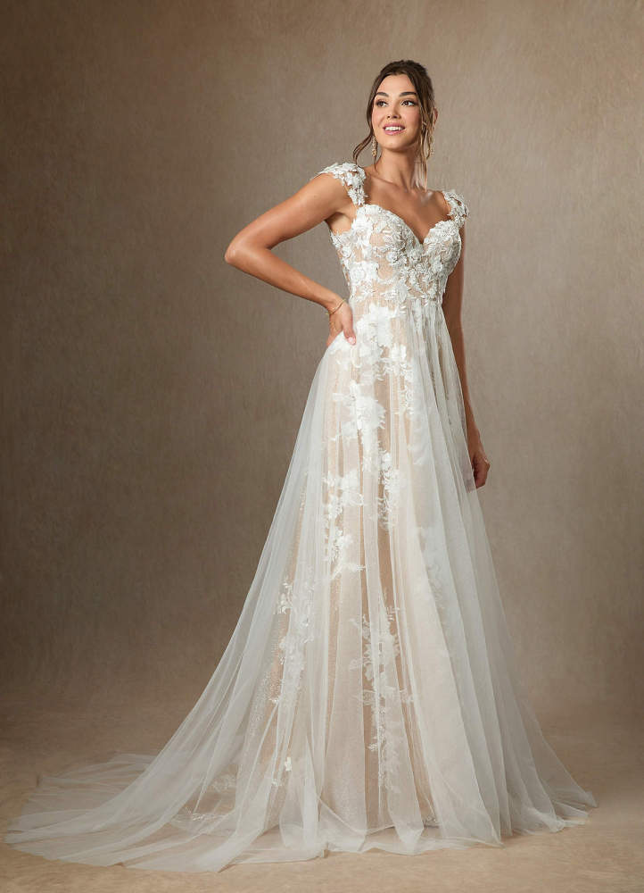 elyessen Diamond White A-Line Sweetheart Sequins Tulle Dress