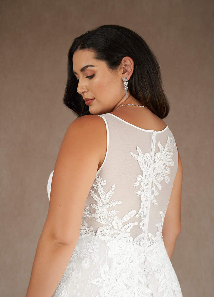 elyessen Konstantin Diamond White Champagne Mermaid Sequins Tulle Dress