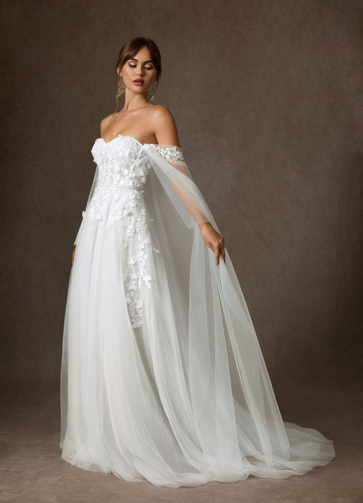 elyessen Wynery Diamond White Ball-Gown Off the Shoulder Lace Dress