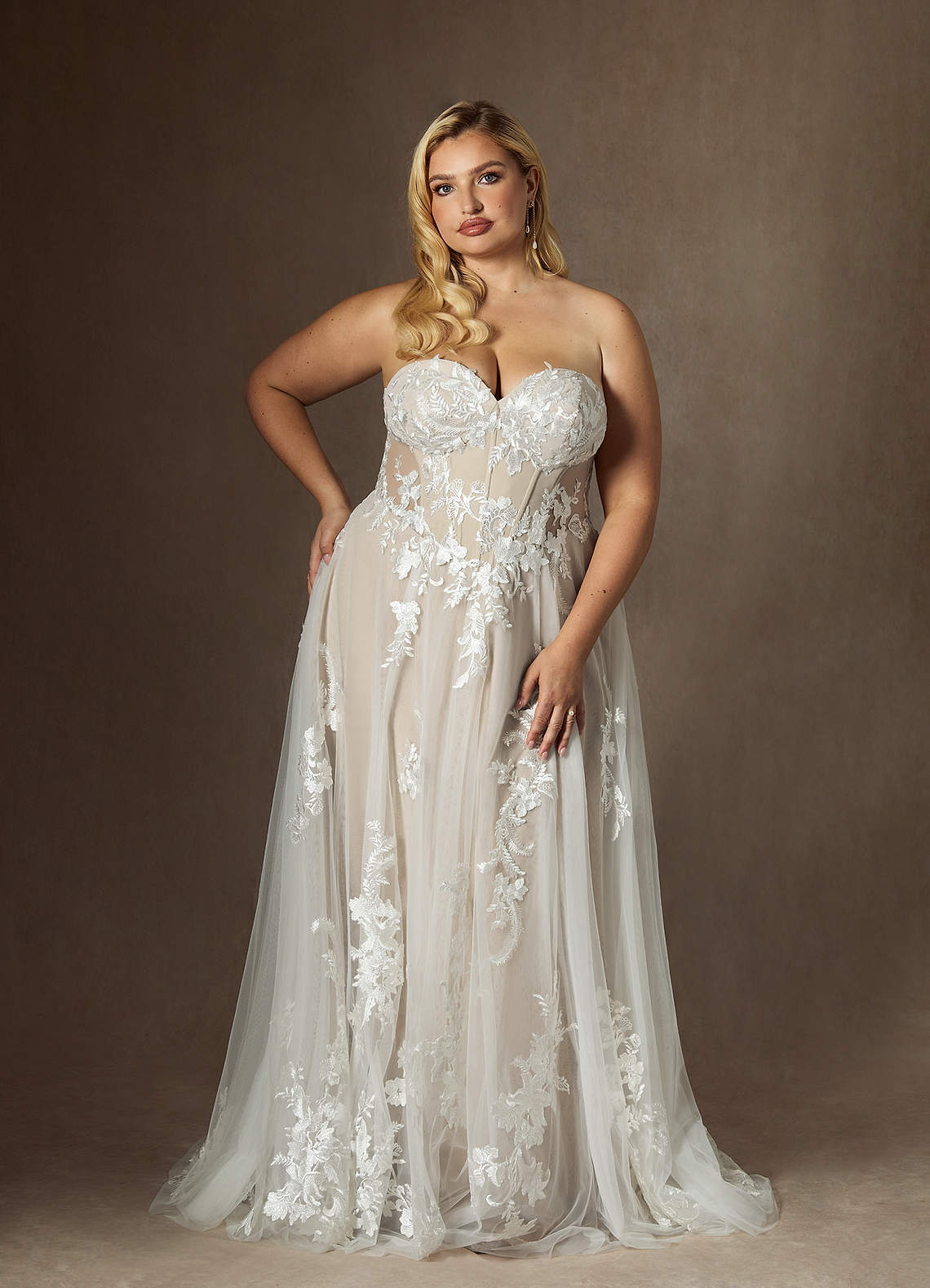 elyessen  Diamond White A-Line Sequins Tulle Dress