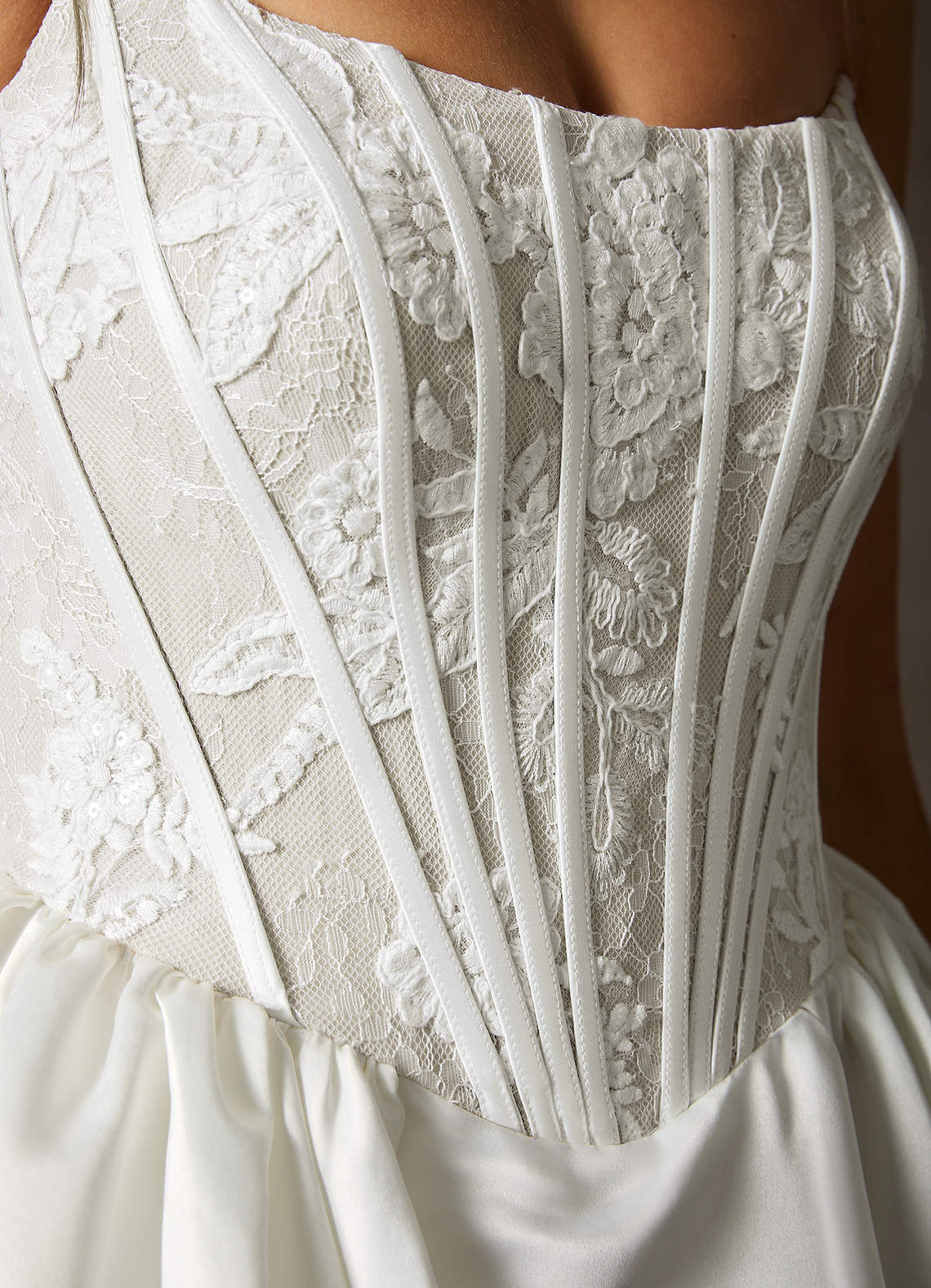 elyessen Barica Diamond White A-Line Strapless Lace Dress