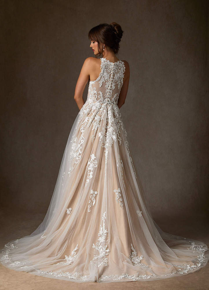 elyessen Diamond White A-Line Sweetheart Lace Tulle Dress