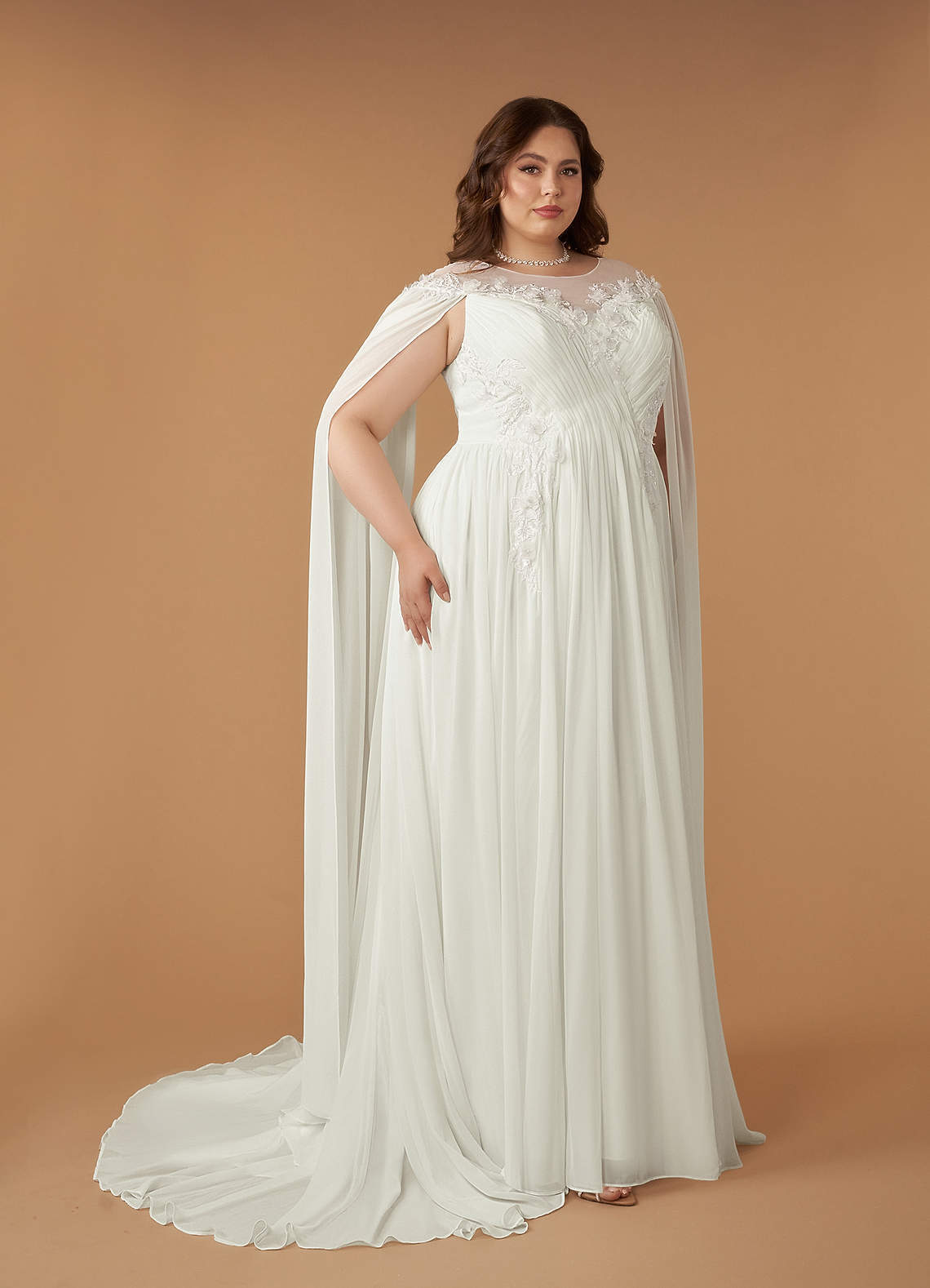 elyessen Diamond White A-Line Scoop Chiffon Dress