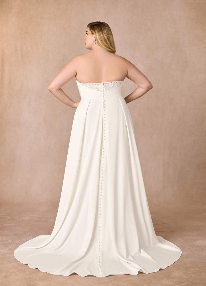 elyessen Marisela Diamond White A-Line Sequins Crepe Back Satin Dress