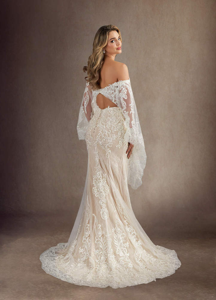elyessen  Diamond White Champagne Mermaid V-Neck Sequins Lace Dress