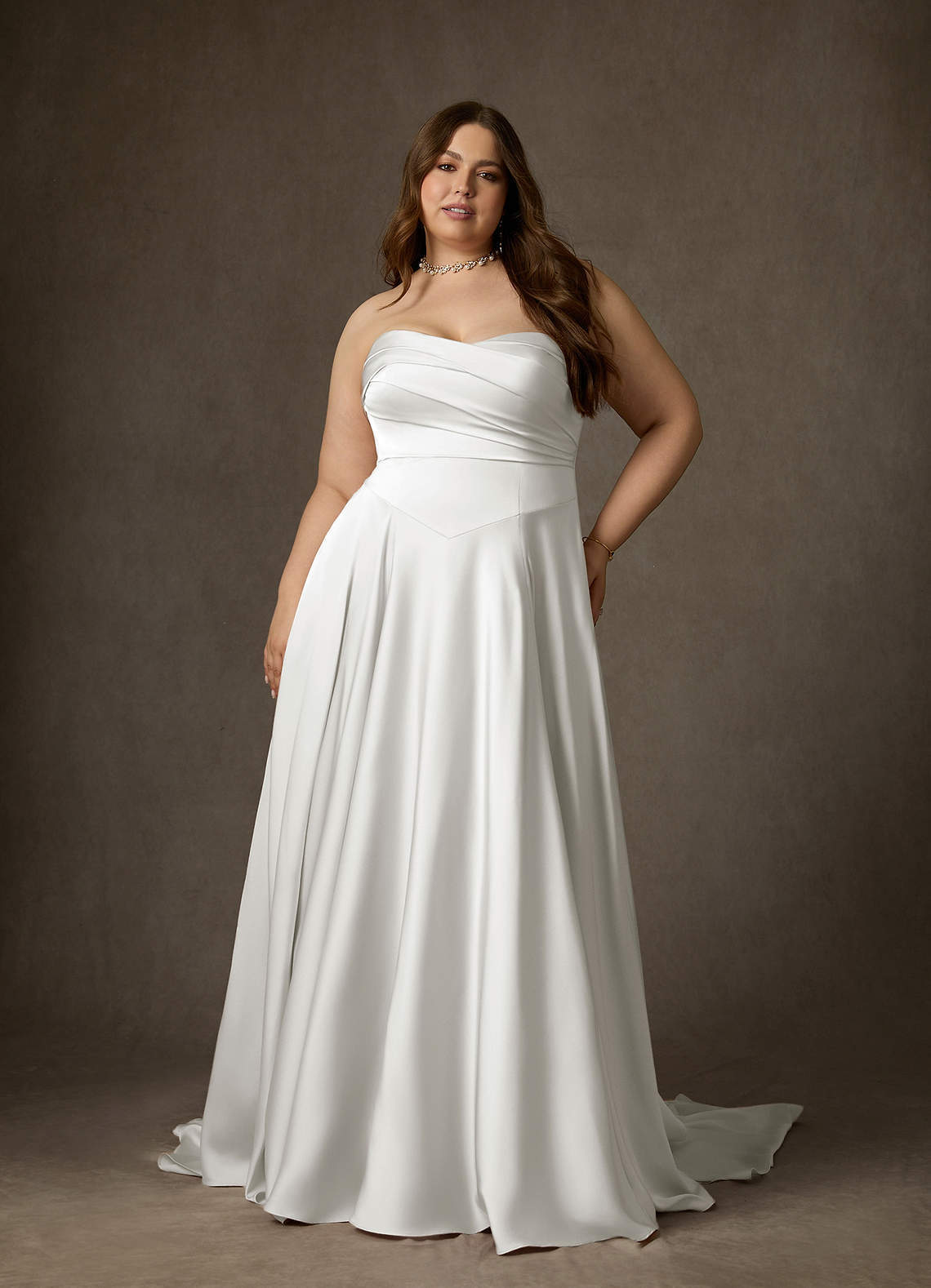 elyessen Alta Stretch Diamond White A-Line Strapless Stretch Satin Dress