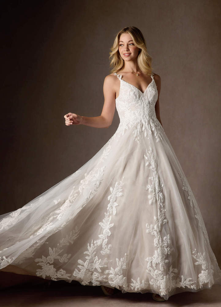 elyessen  Diamond White A-Line V-Neck Sequins Tulle Dress
