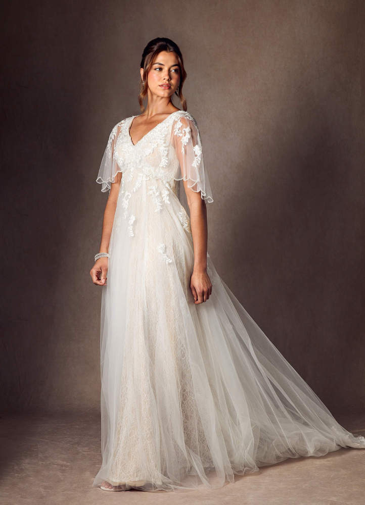 elyessen Renesmee Diamond White A-Line Sequins Tulle Dress