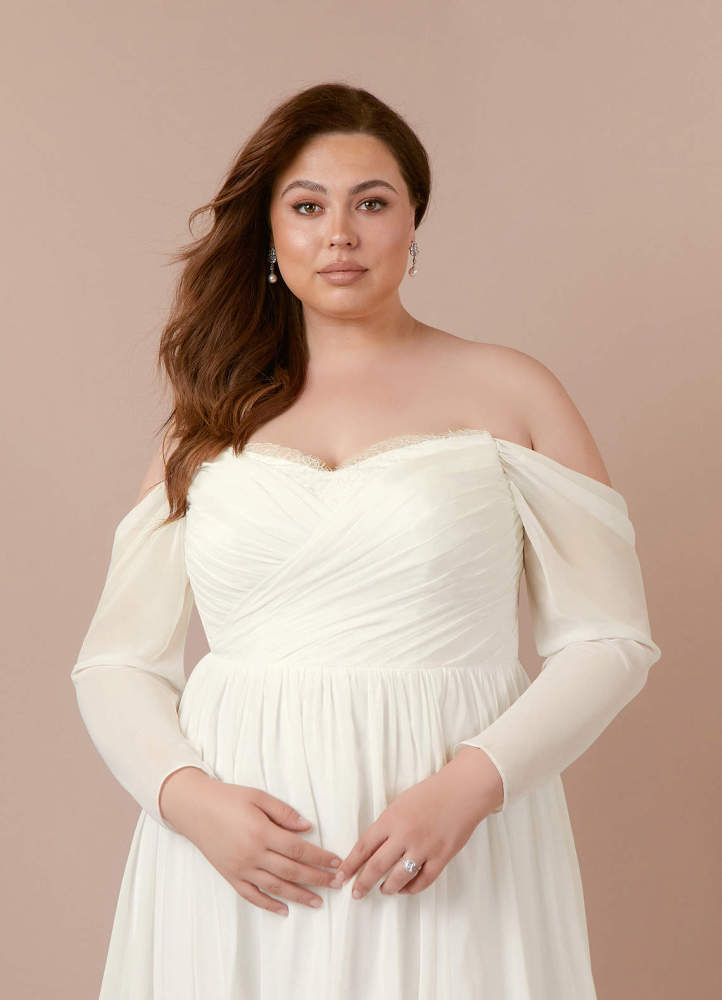 elyessen  Diamond White A-Line Sweetheart lace Chiffon Dress