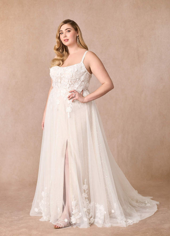 elyessen  Diamond White A-Line Scoop Tulle Dress