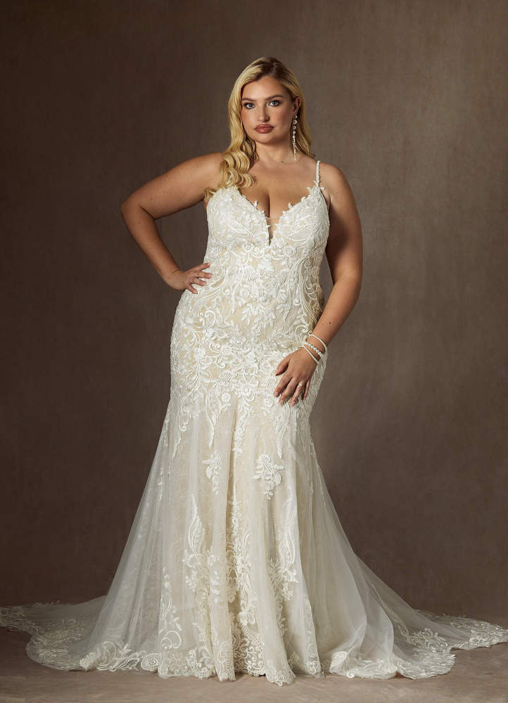 elyessen  Diamond White Mermaid V-Neck Sequins Tulle Dress