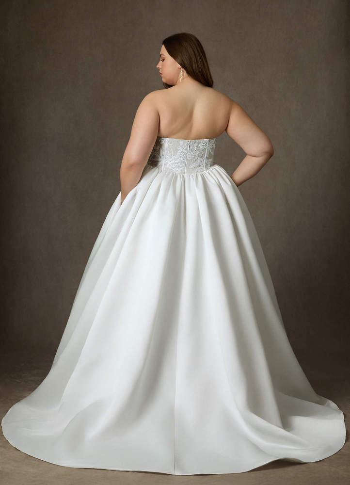 elyessen Mirabeth Diamond White Ball-Gown Strapless Lace Dress