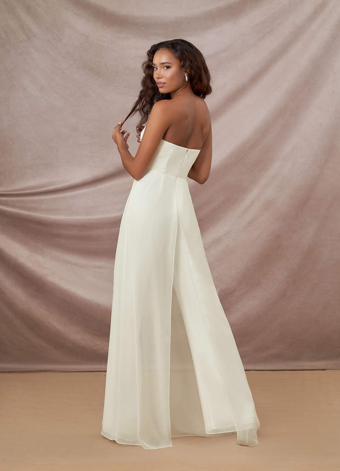 elyessen  Diamond White Pant Styles Strapless Chiffon Dress