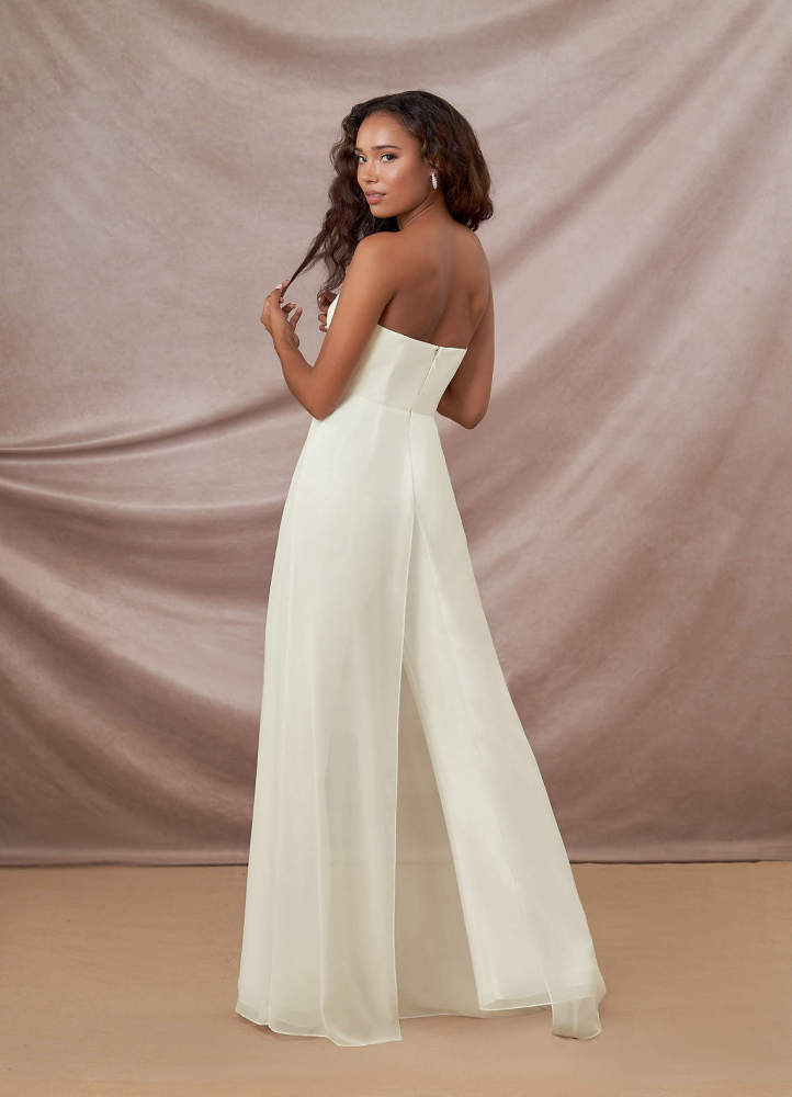 elyessen  Diamond White Pant Styles Strapless Chiffon Dress