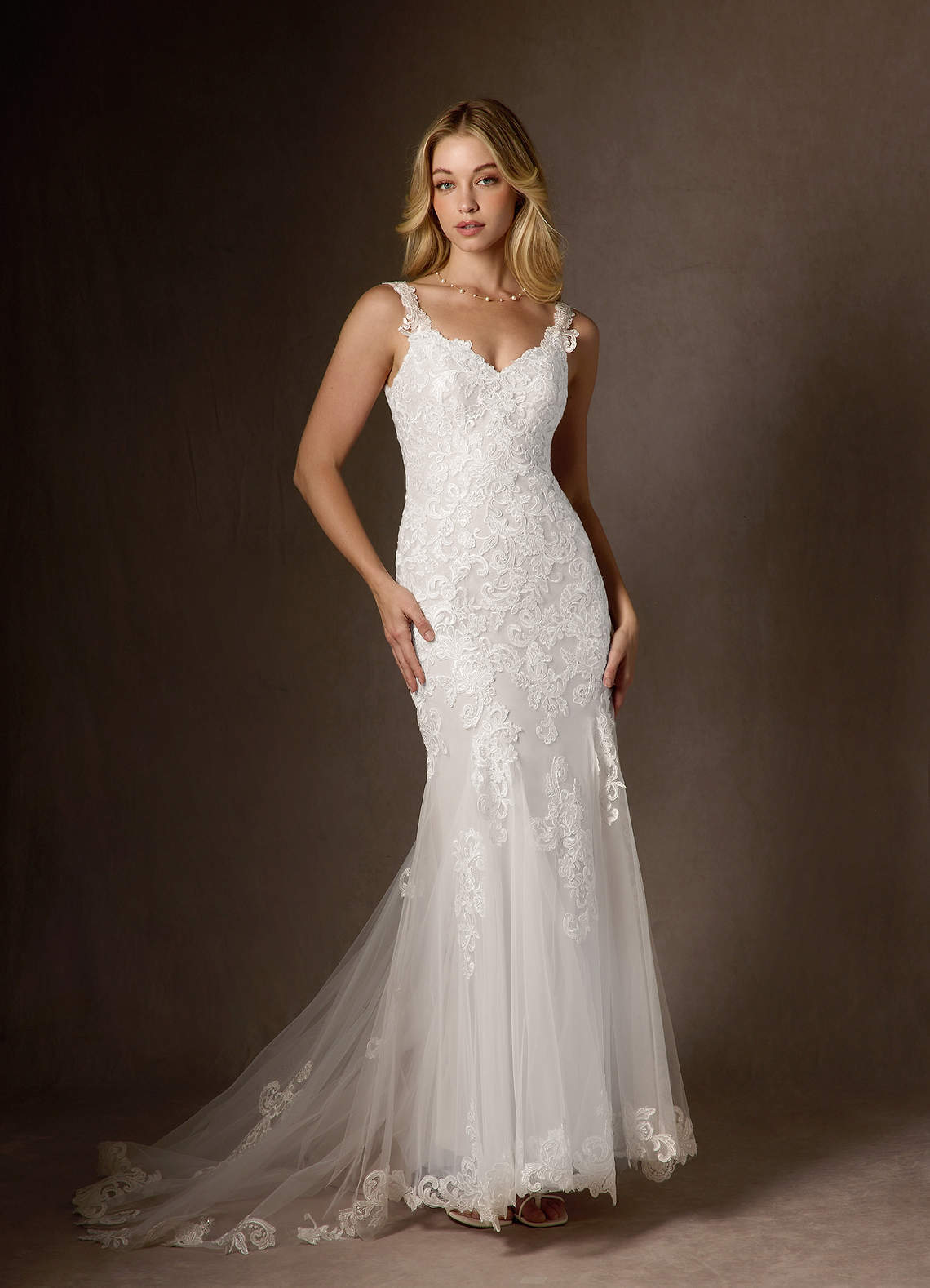 elyessen Poppy Diamond White Mermaid Sequins Tulle Dress