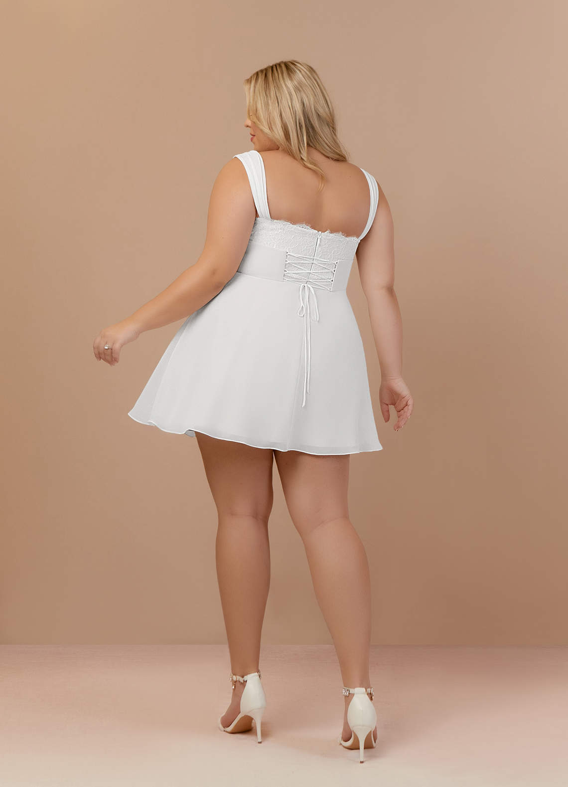 elyessen Scarlette Diamond White A-Line Sweetheart lace Chiffon Dress