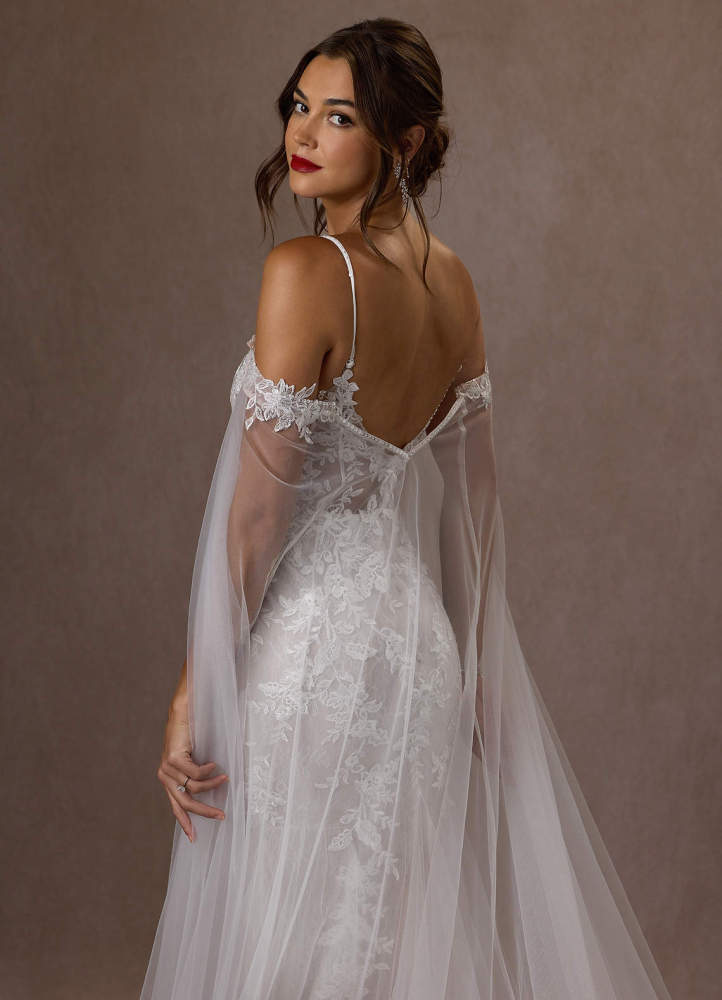 elyessen Leonie Diamond White Mermaid V-Neck Sequins Tulle Dress