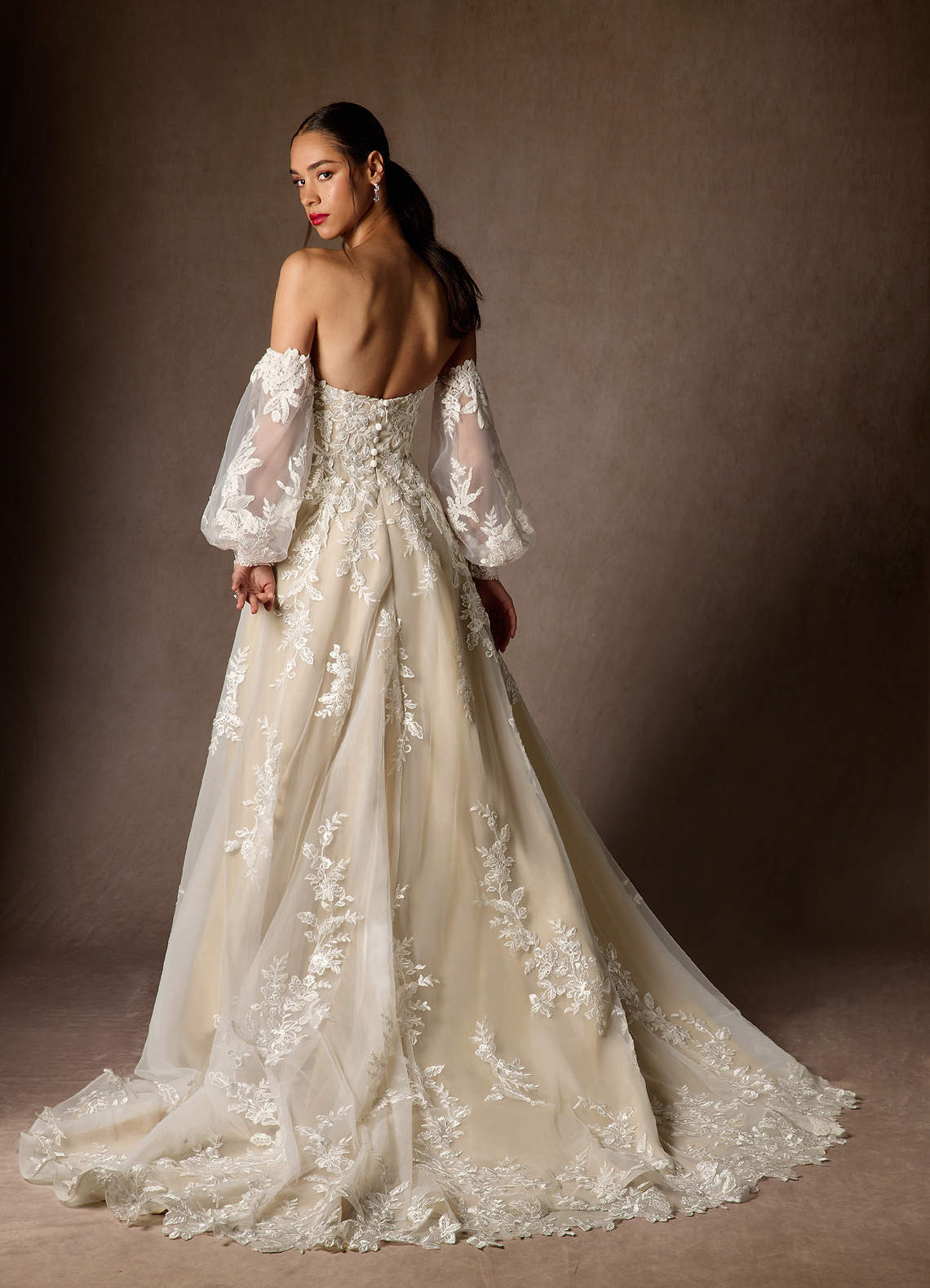 elyessen Madeleine Diamond White Ball-Gown Strapless Lace Dress