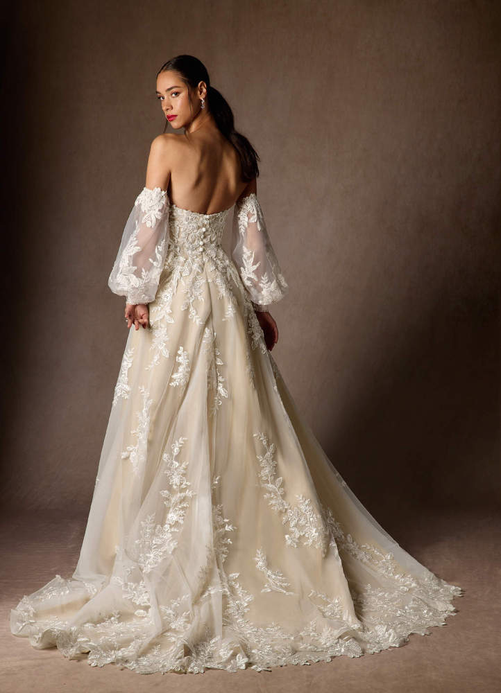 elyessen Madeleine Diamond White Ball-Gown Strapless Lace Dress