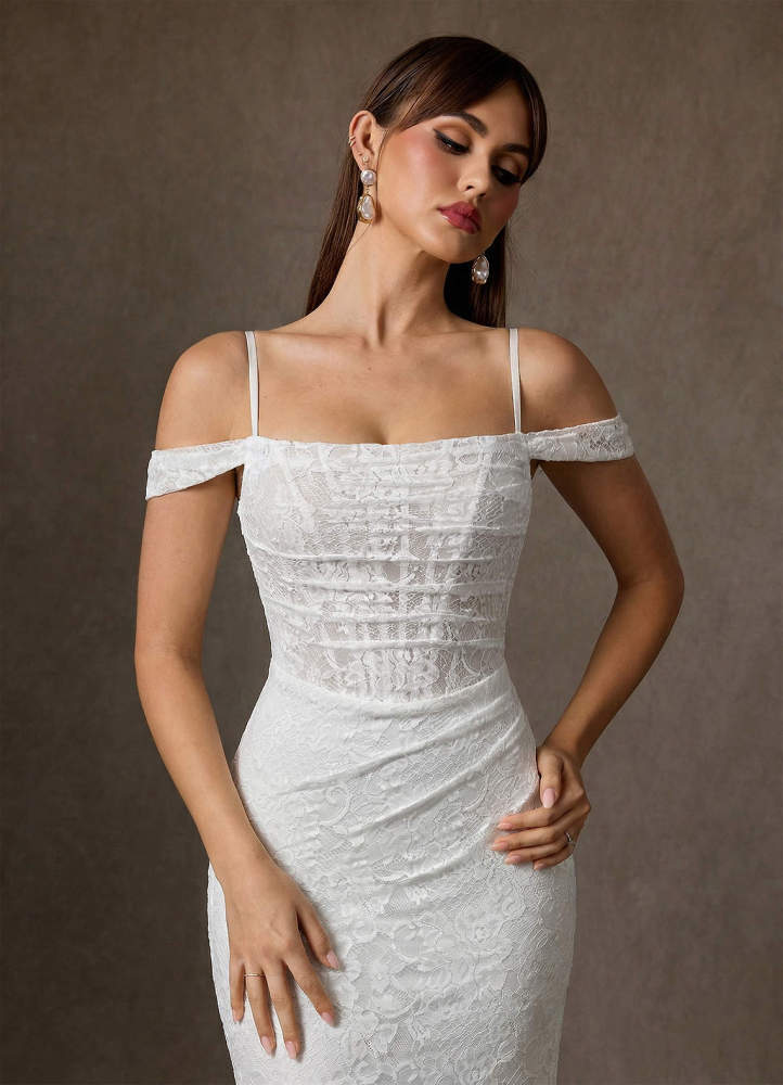 elyessen Idalis Diamond White Mermaid Lace Dress