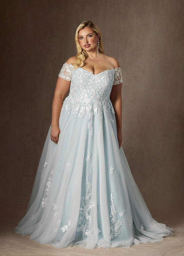 elyessen  Diamond White Ball-Gown Off the Shoulder Tulle Dress